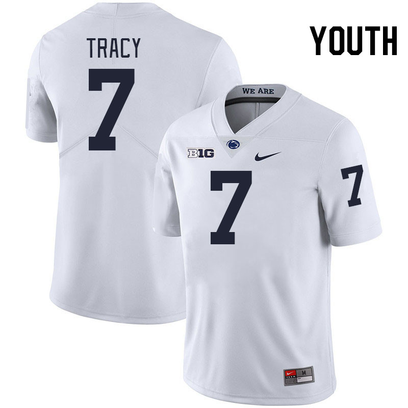 Youth #7 Zion Tracy Penn State Nittany Lions College Football Jerseys Stitched-White